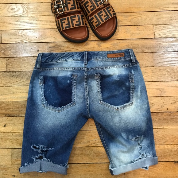 Express Cut Off Festival Distressed Shorts - Picture 2 of 3